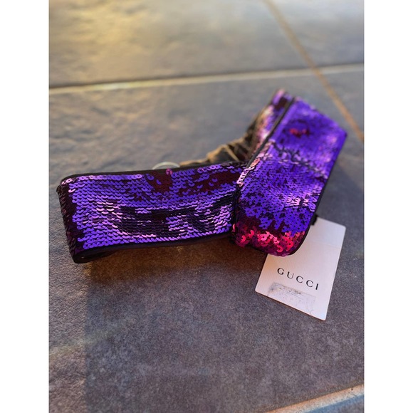 Gucci Purple Sequin Turban Headband - Picture 3 of 6